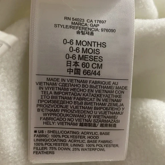 Baby Gap Ivory Frost Puffer Warmest Snowsuit Bunting Bag Size 0-6 months bin 2A - Picture 9 of 9
